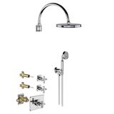  Vòi sen âm tường điều chỉnh nhiệt độ bát sen Ø210mm có vòi sen cầm tay cổ điển bằng đồng Zéphyr - 16003 