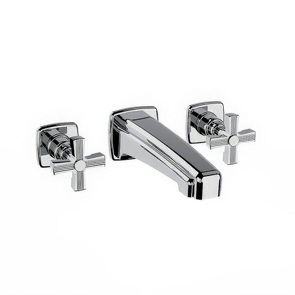  Vòi chậu lavabo 3 lỗ gắn tường cổ điển bằng đồng Zéphyr - 16263 