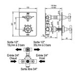  Vòi sen âm tường điều chỉnh nhiệt độ bát sen Ø210mm có vòi sen cầm tay cổ điển bằng đồng Zéphyr - 16004 