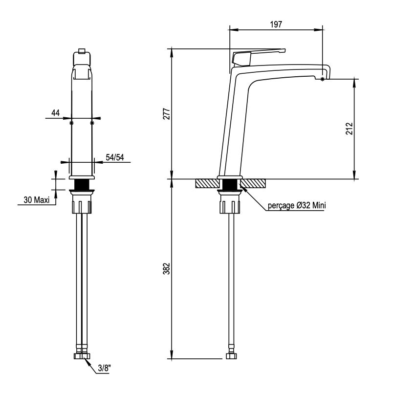  Vòi chậu lavabo cổ điển bằng đồng Zéphyr - 16719 