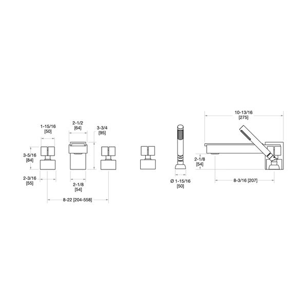  Vòi bồn tắm năm lỗ Apollo Stone bằng đồng - 2103DTS801-MALA 