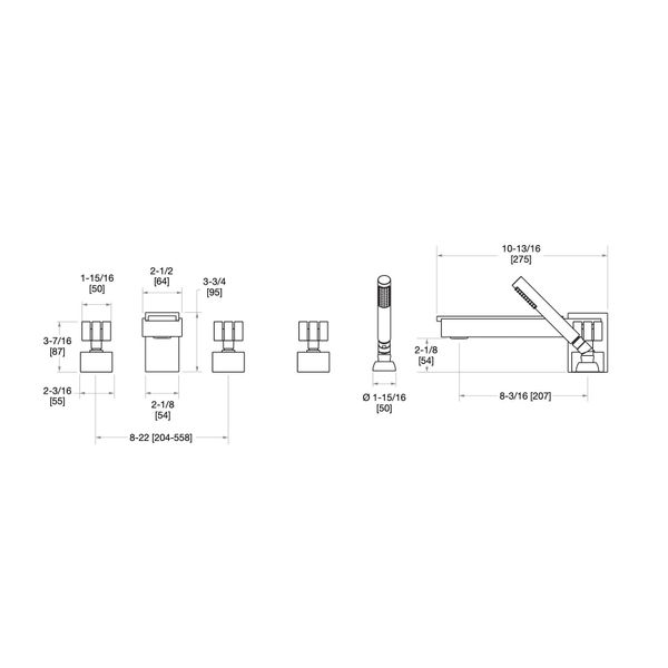  Vòi bồn tắm năm lỗ Apollo Stone bằng đồng - 2104DTS801-MALA 