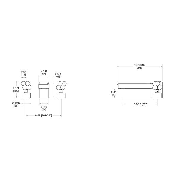  Vòi bồn tắm ba lỗ Apollo Metal bằng đồng - 2005DKT801 