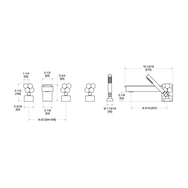  Vòi bồn tắm năm lỗ Apollo Stone bằng đồng - 2105DTS801-MALA 