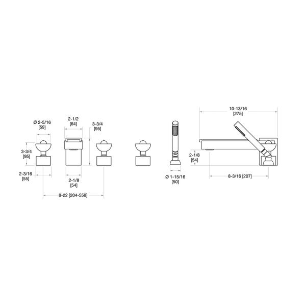  Vòi bồn tắm năm lỗ Apollo Stone bằng đồng - 2106DTS801-MALA 