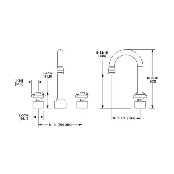  Vòi chậu lavabo Nouveau bằng đồng - 2015BAR800 