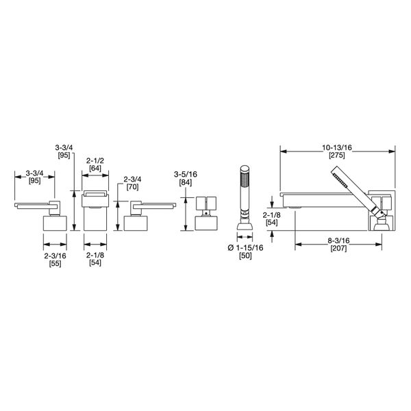  Vòi bồn tắm năm lỗ Apollo Metal bằng đồng - 2020DTS801 