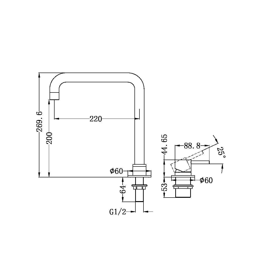  Vòi chậu lavabo cao 269mm bằng đồng Accem - 221901c 