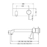  Vòi chậu lavabo gắn tường dài 120/160/185/230/260mm bằng đồng Accem - 221910a 