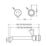  Vòi chậu lavabo gắn tường dài 120/160/185/230/260mm bằng đồng Accem - 221910d 