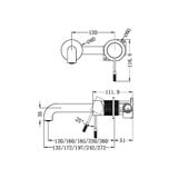  Vòi chậu lavabo gắn tường dài 120mm bằng đồng Lapone - RN251907b120 