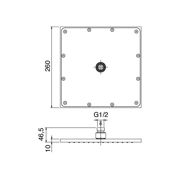  Vòi sen gắn tường bát sen 260 x 260mm Moon bằng đồng - 3901DDI060 