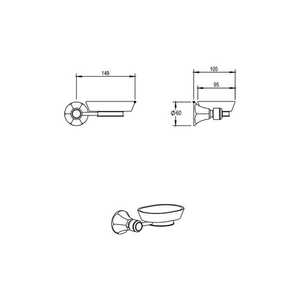  Móc treo và đĩa đựng xà bông tắm cổ điển bằng đồng Ascott - 32605 
