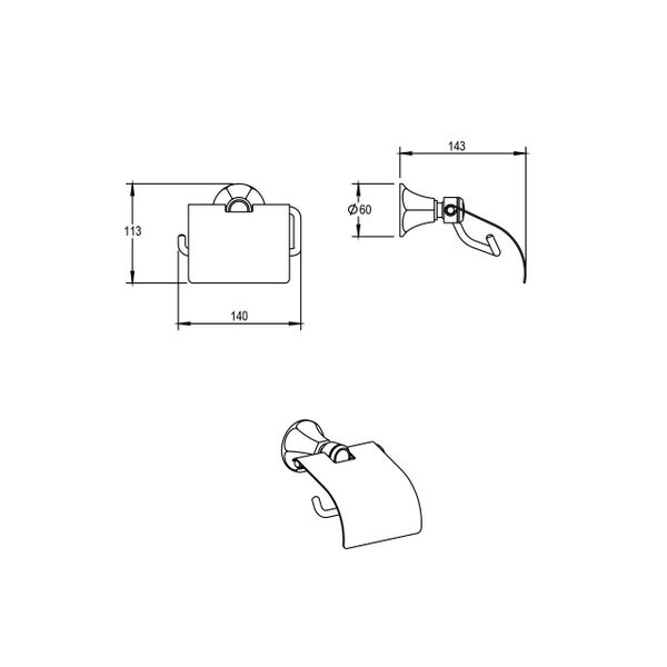  Móc treo giấy vệ sinh có nắp chụp cổ điển bằng đồng Ascott - 32617 