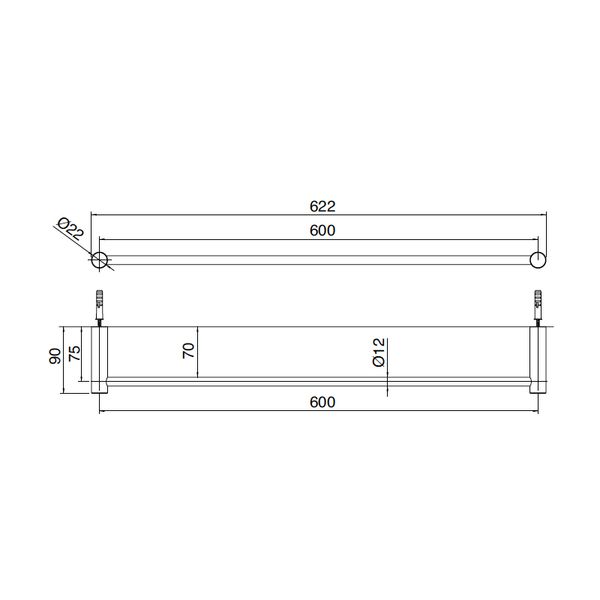 Thanh treo khăn tắm 600mm Z316 stainless steel - 33A06002A00 