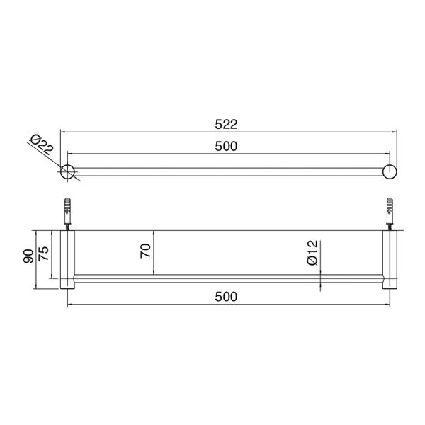  Thanh treo khăn tắm 500mm Z316 stainless steel - 33A06001A00 