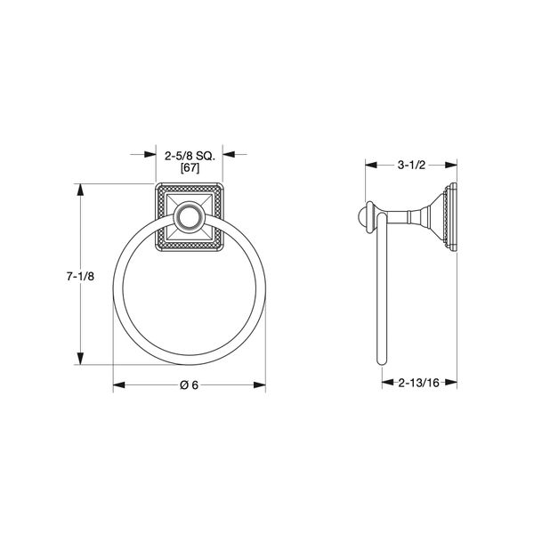  Móc tròn treo khăn Pyramid bằng đồng - 3401-MLIN 