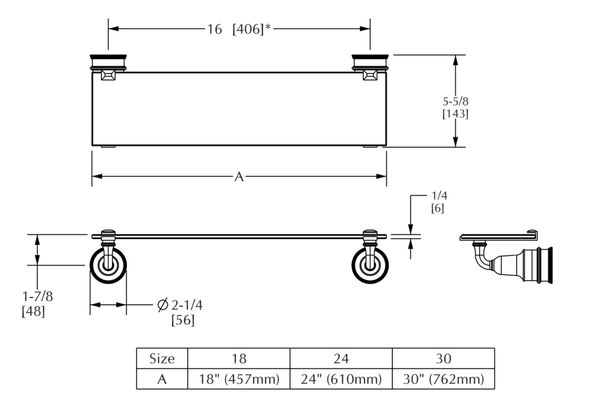  Kệ kính treo tường 610mm Grey - 3657S-24 