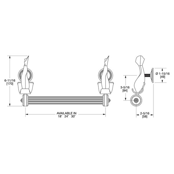  Thanh treo khăn pha lê 610mm Dolphin - 3672-24FL 