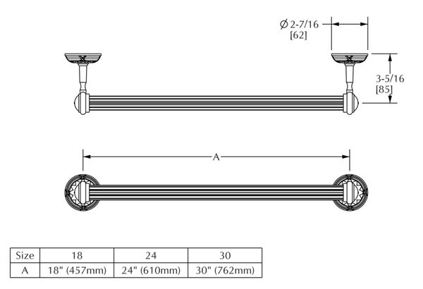  Thanh treo khăn pha lê 610mm Ribbon & Reed - 3686-24FL 