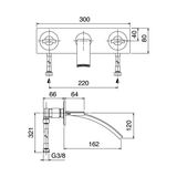  Vòi chậu rửa mặt gắn tường Moon bằng đồng - 3900BLI020 