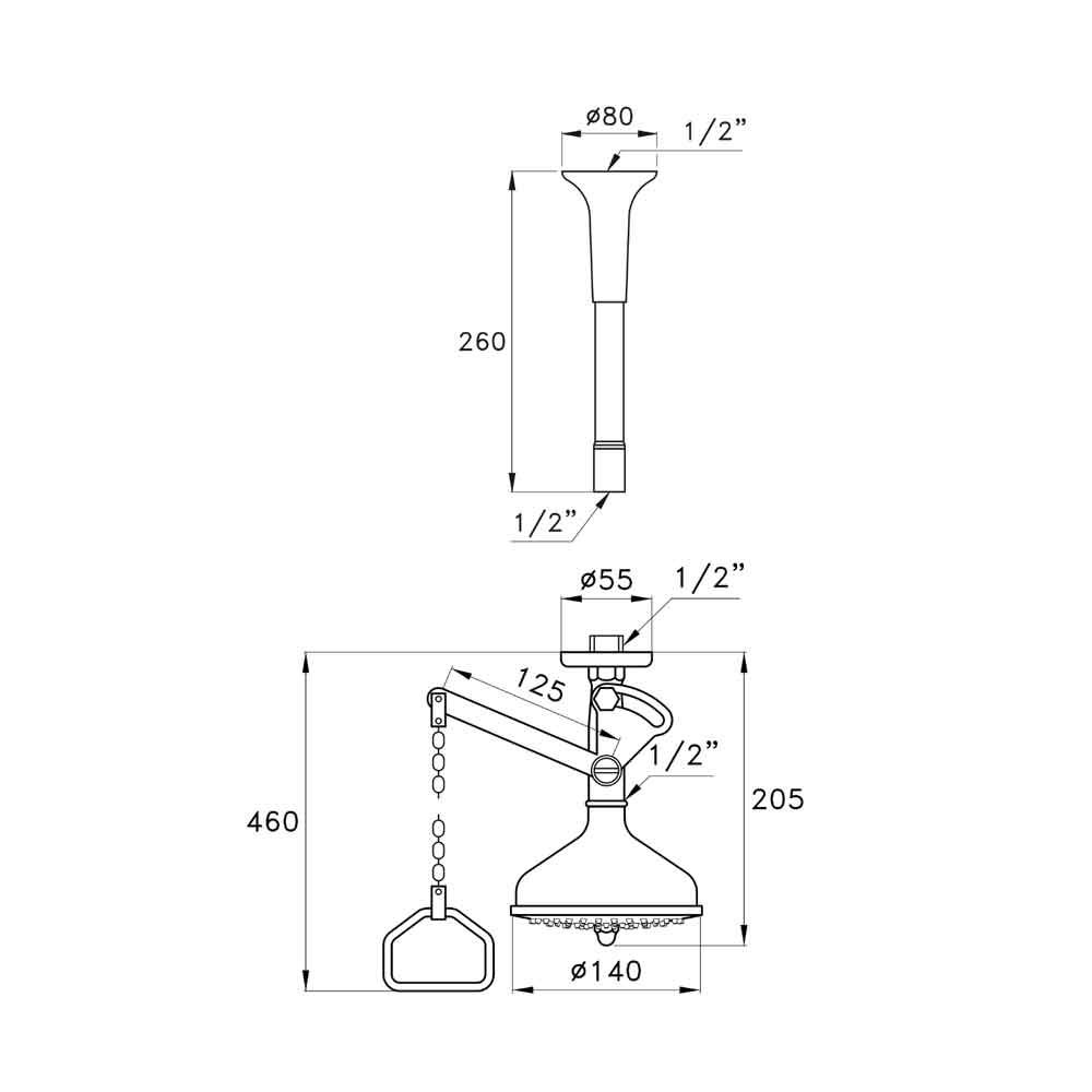  Bộ vòi sen Ø140mm âm trần với lò xo tự động tắt nước không có độ trễ cổ điển bằng đồng Italica - 399-299-140 