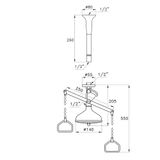  Bộ vòi sen Ø140mm âm trần với lò xo tắt mở nước cổ điển bằng đồng Italica - 399-299BIS140 