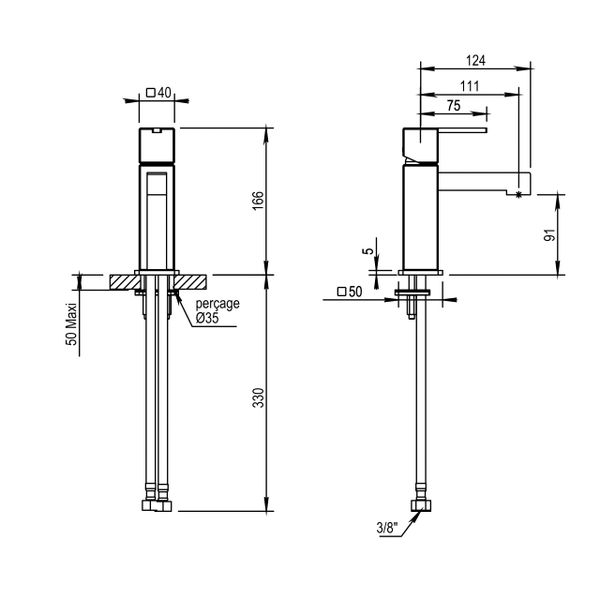  Vòi chậu rửa mặt bằng đồng Myriad - 55709 