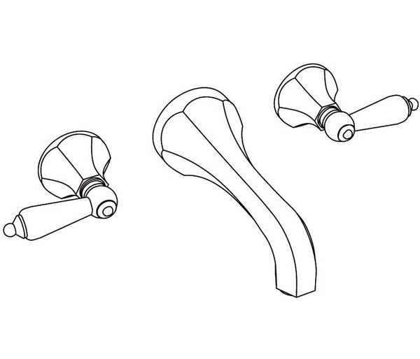  Vòi bồn tắm ba lỗ gắn tường cổ điển Charléty Crystal bằng đồng - 3303 