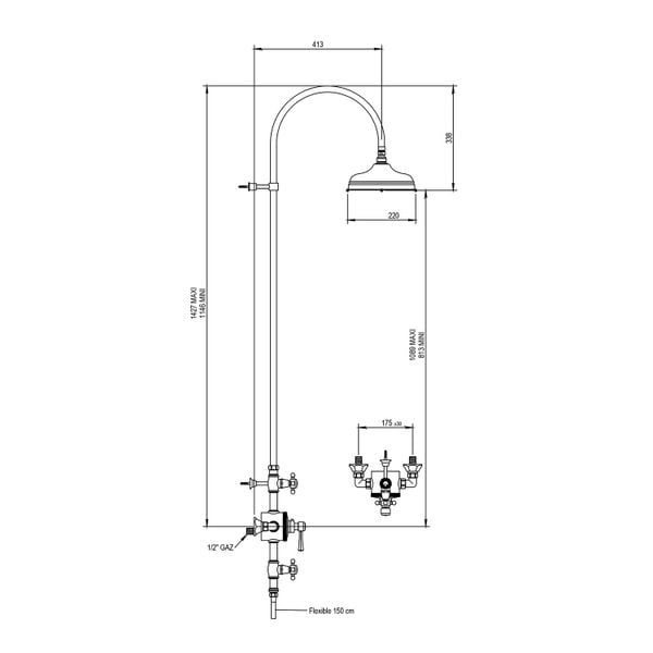  Sen cây điều chỉnh nhiệt độ, bát sen Ø220mm cổ điển bằng đồng Ascott - 65745 