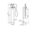  Vòi bồn tắm gắn sàn có sen cầm tay bằng đồng Kory - 692103a02 