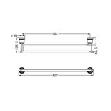  Thanh treo khăn đôi phòng tắm dài 600mm bằng đồng Kory - 6924d 