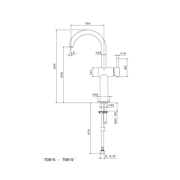  Vòi chậu rửa mặt bằng đồng cao 334mm Blink - 70815 