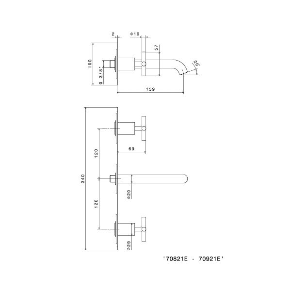  Vòi chậu rửa mặt gắn tường dài 159mm Blink - 70921E 