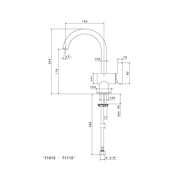  Vòi chậu rửa mặt bằng đồng cao 254mm Blink Chic - 71012 