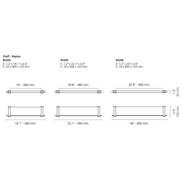  Kệ kính treo tường phòng tắm 660mm Gaudi Square - 85206 