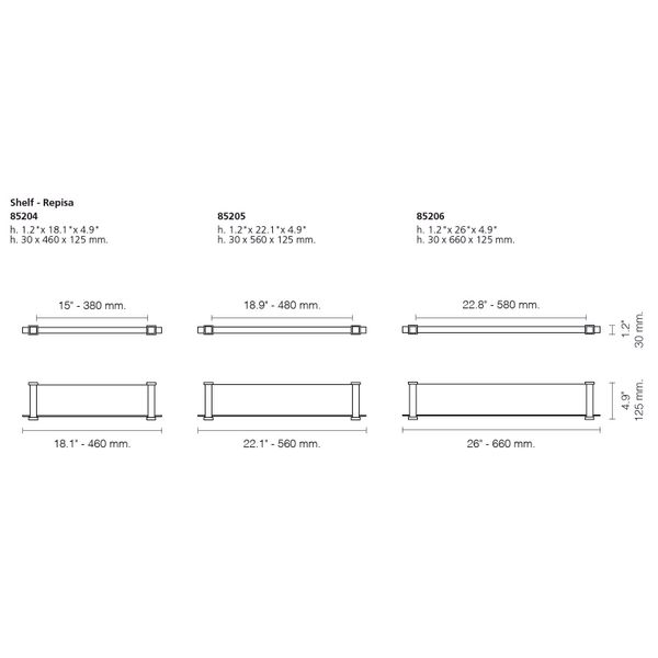  Kệ kính treo tường phòng tắm 560mm Gaudi Square - 85205 