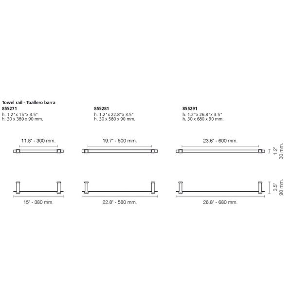  Thanh treo khăn tắm 580mm Star Light Square - 855281 