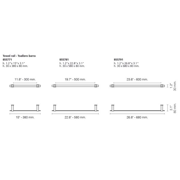  Thanh treo khăn tắm 580mm Moon Light Square - 855781 