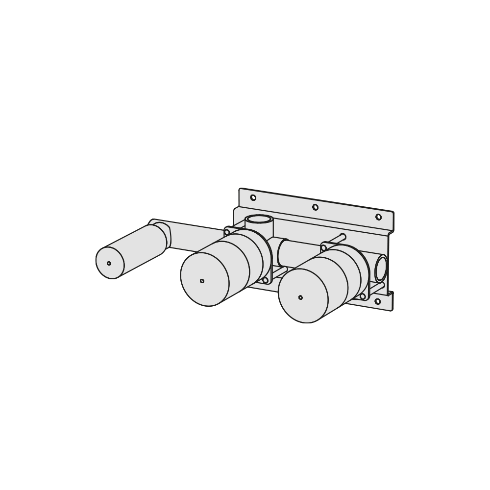  Vòi bồn tắm gắn tường điều chỉnh nhiệt độ 3 lỗ 2 đầu ra dài 250mm bằng đồng Rajia - ETR5 