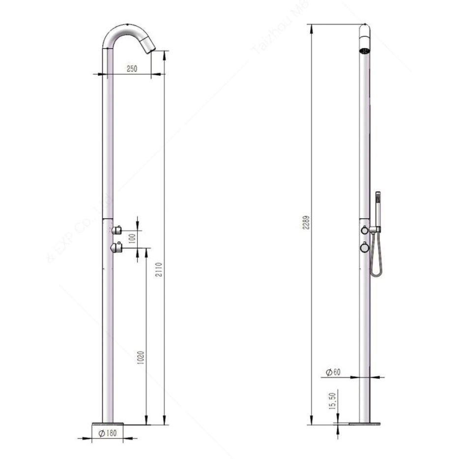  Sen cây ngoài trời có vòi sen cầm tay bằng stainless steel 316L - A1001MS 