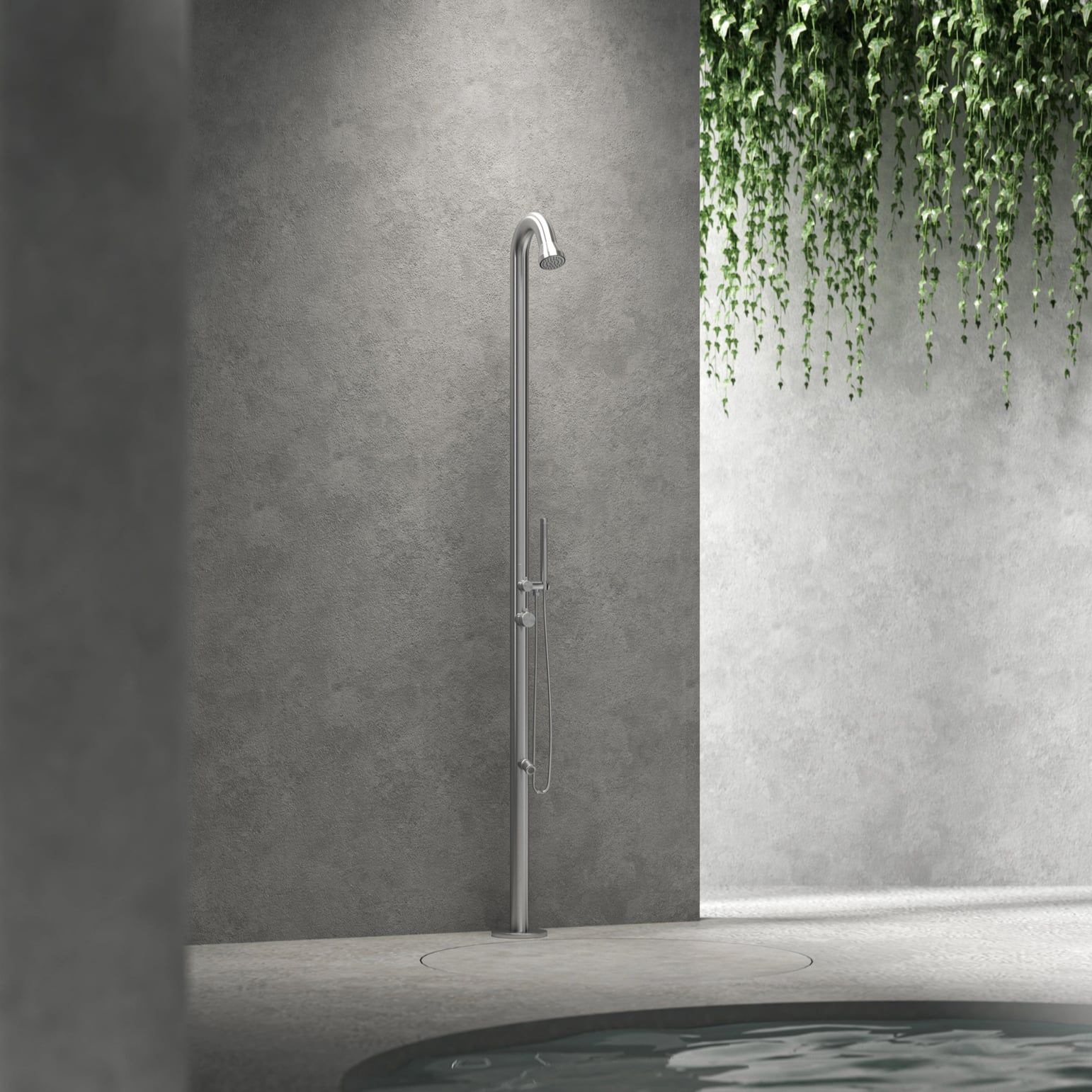  Sen cây ngoài trời có vòi rửa chân và sen cầm tay bằng stainless steel 316L - A1003MS 
