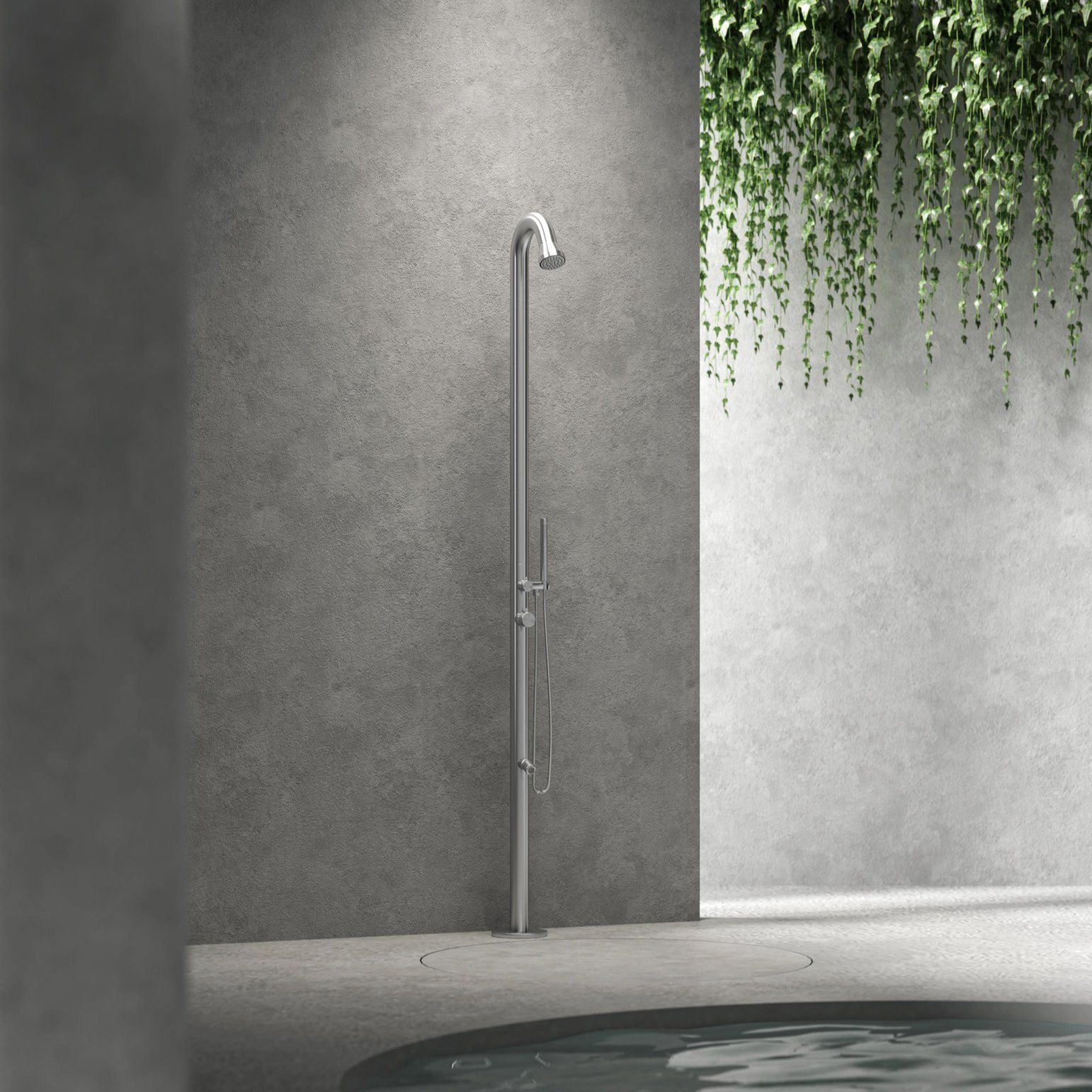 Sen cây ngoài trời có vòi rửa chân và sen cầm tay bằng stainless steel 316L - A1003MB 