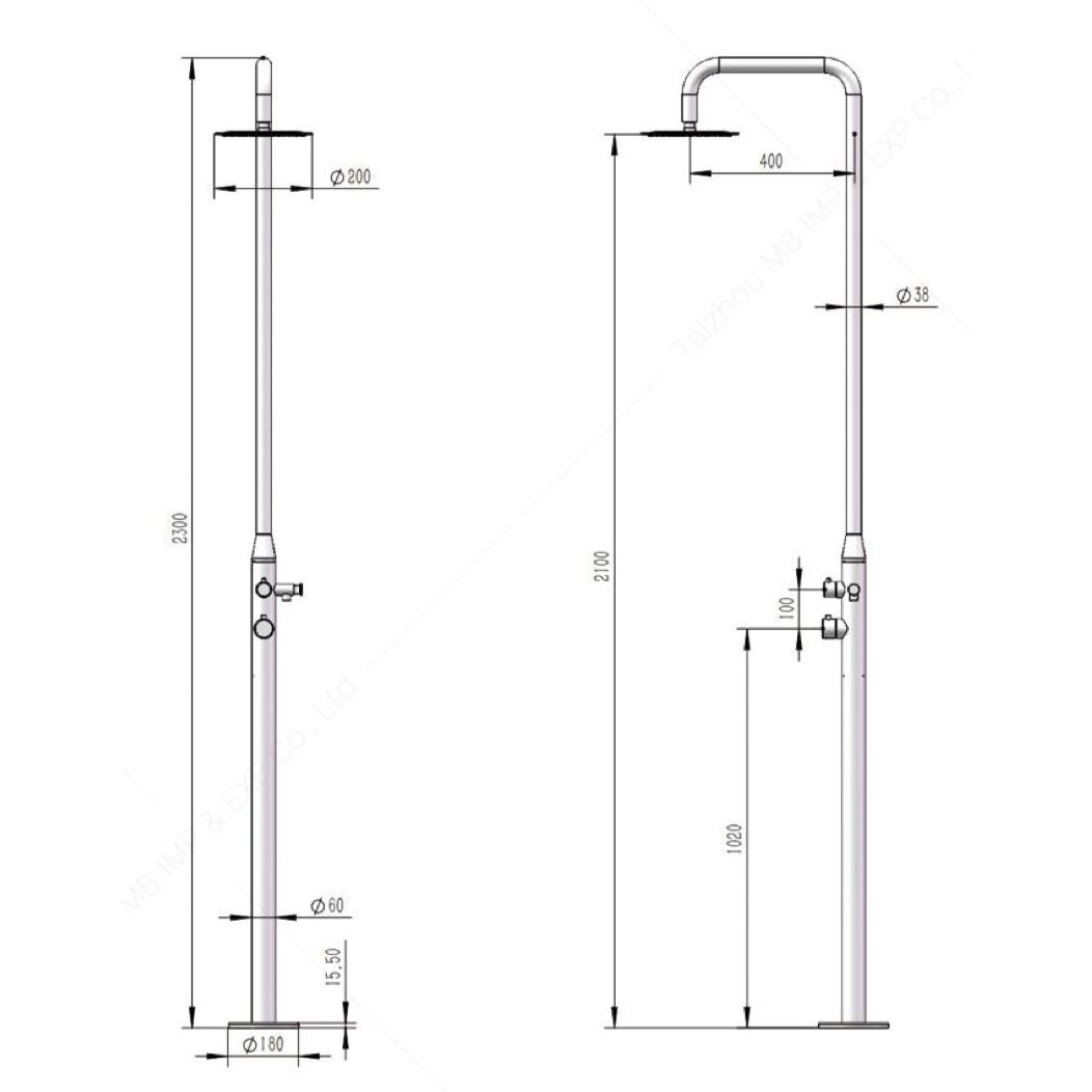  Sen cây ngoài trời có vòi sen cầm tay bằng stainless steel 316L - A1005MS 