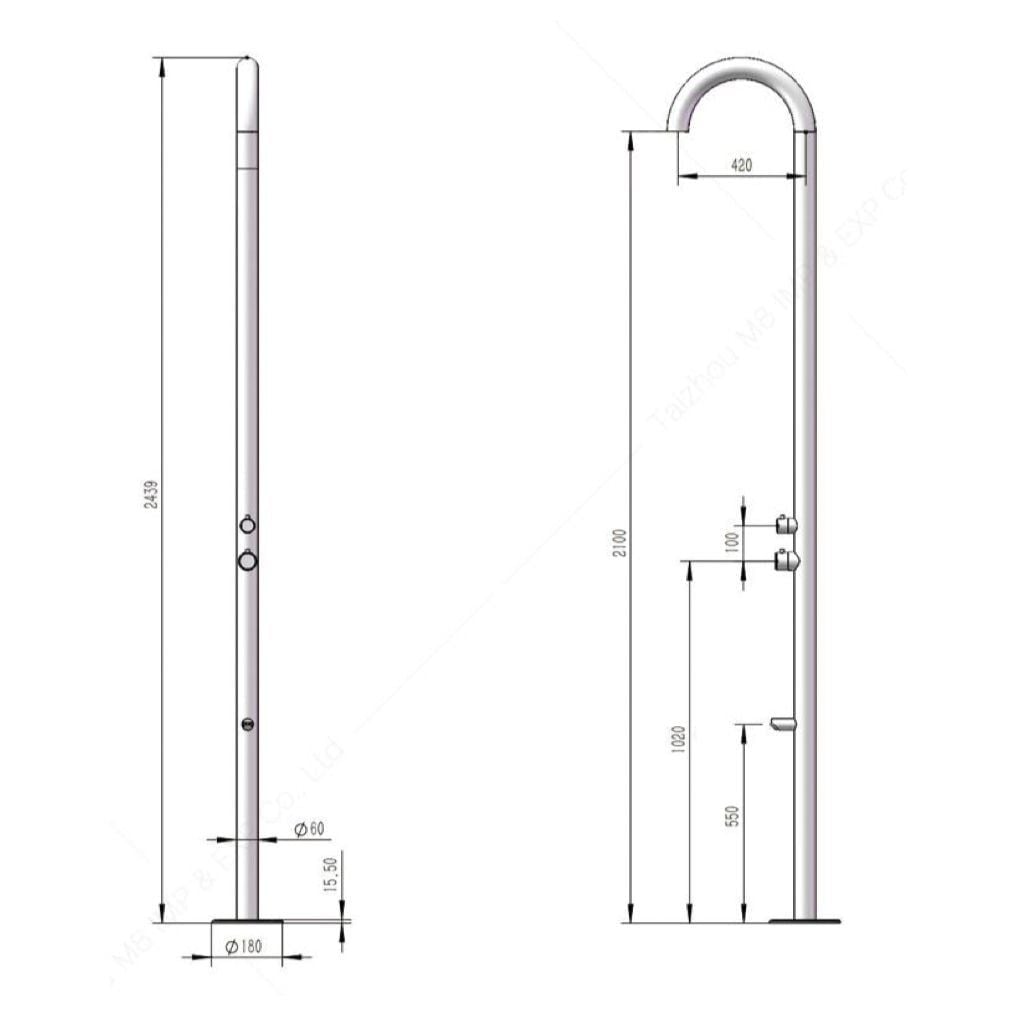  Sen cây ngoài trời có vòi rửa chân bằng stainless steel 316L - A1007MB 