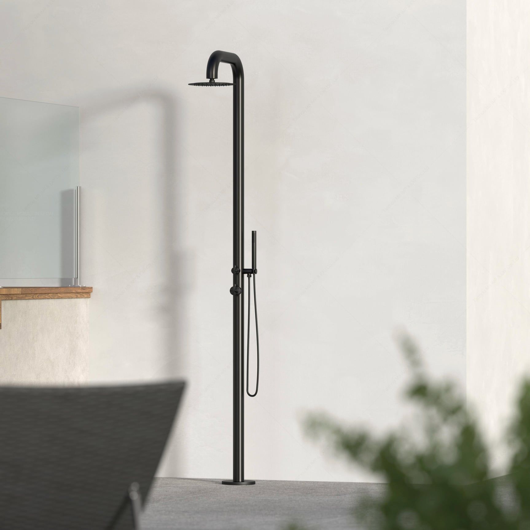  Sen cây ngoài trời bát sen ∅250mm có vòi sen cầm tay bằng stainless steel 316L - A1008MS 