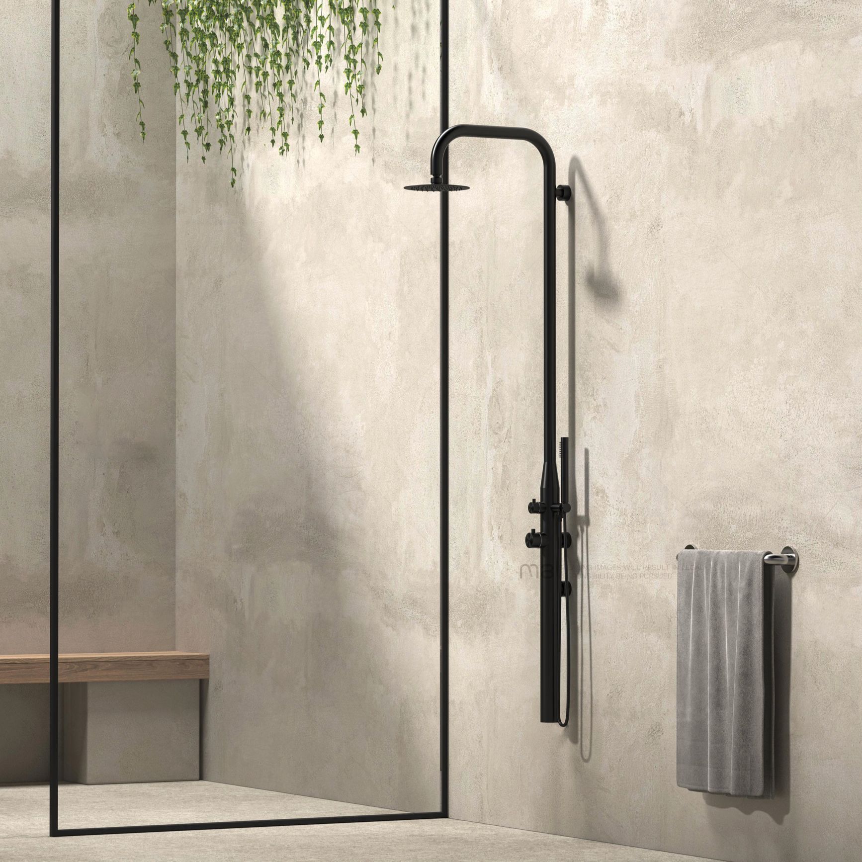  Sen cây ngoài trời gắn tường bát sen ∅200mm có vòi sen cầm tay bằng stainless steel 316L - A1009MB 