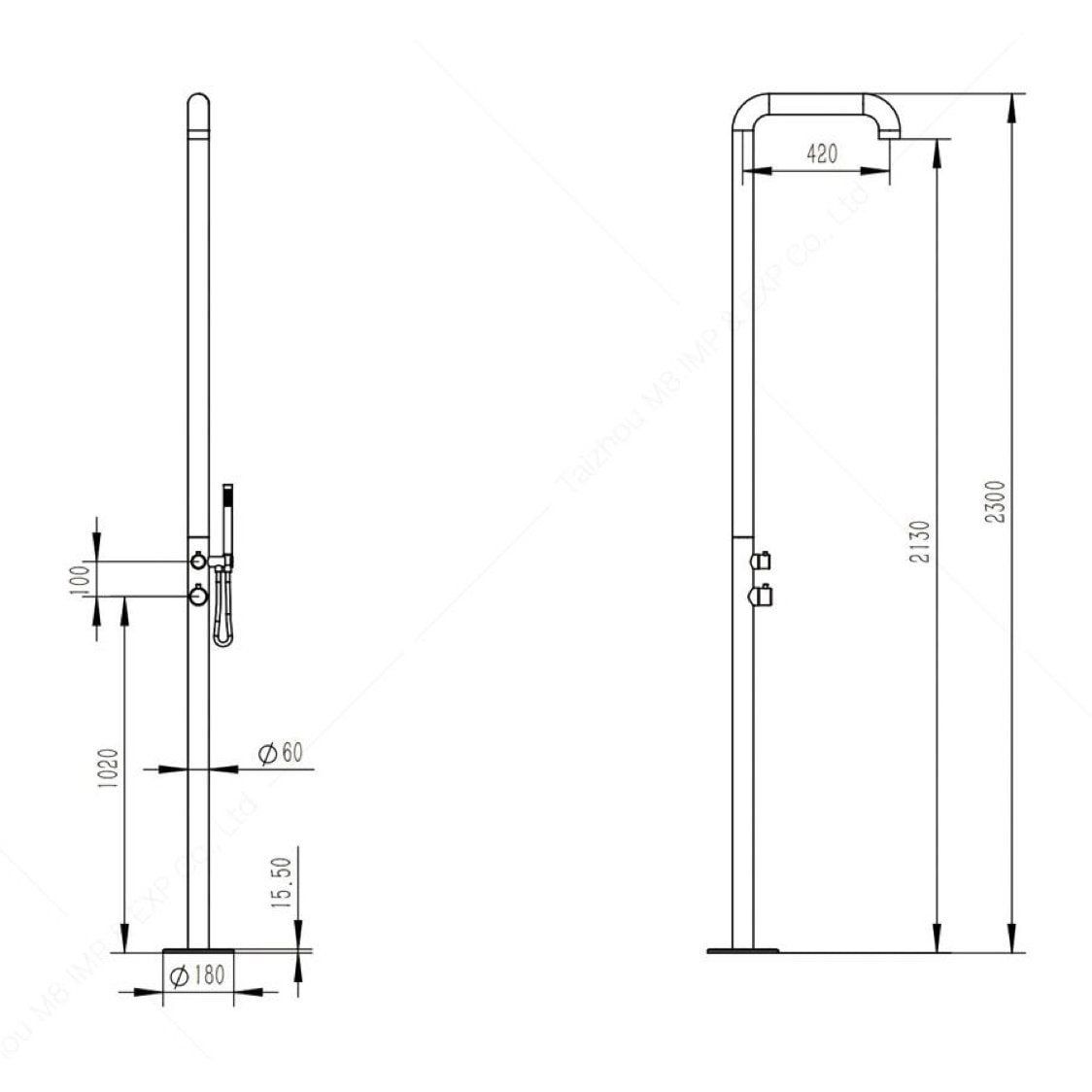  Sen cây ngoài trời có vòi sen cầm tay bằng stainless steel 316L - A1013MB 