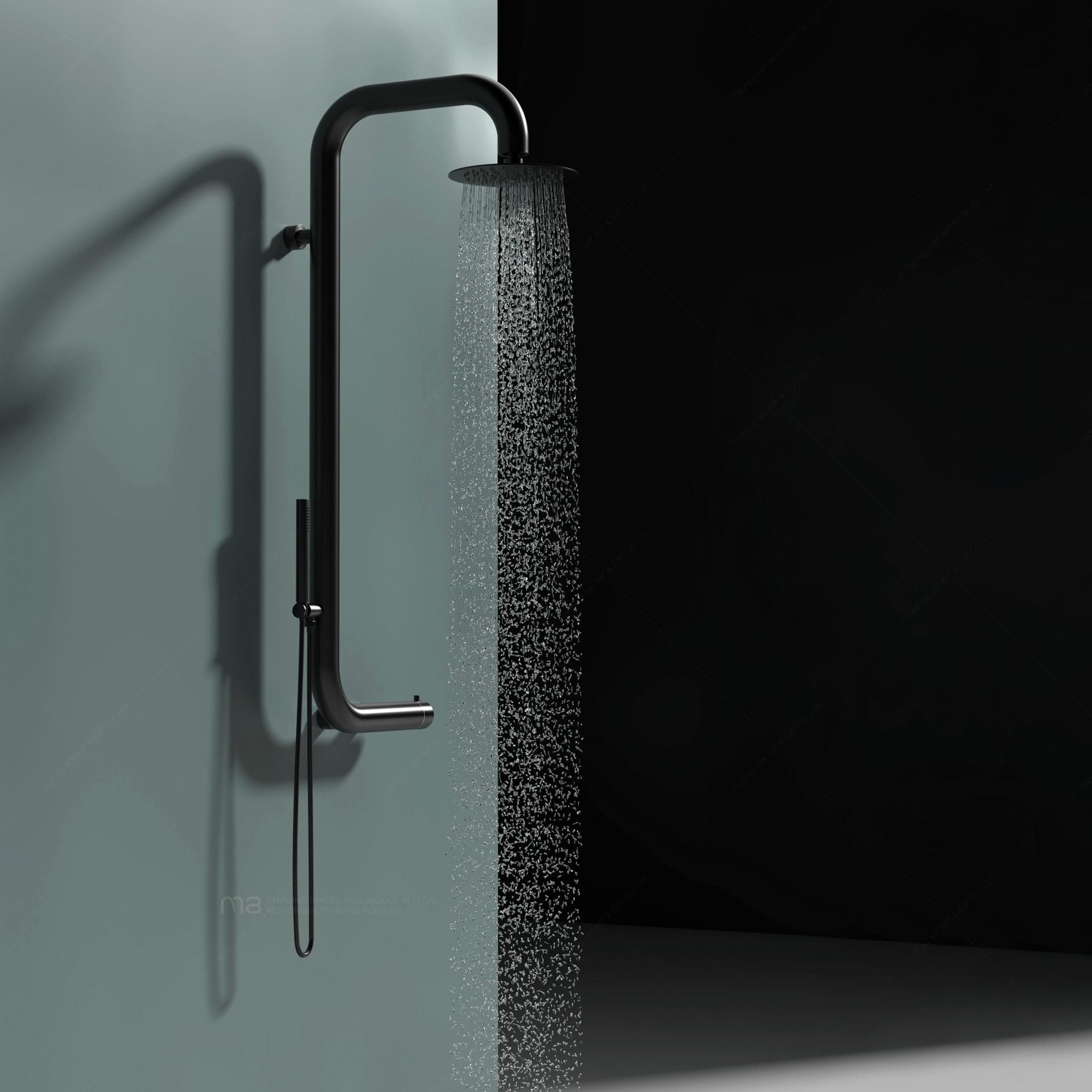  Sen cây ngoài trời gắn tường bát sen ∅200mm có vòi sen cầm tay bằng stainless steel 316L - A1015C-MS 