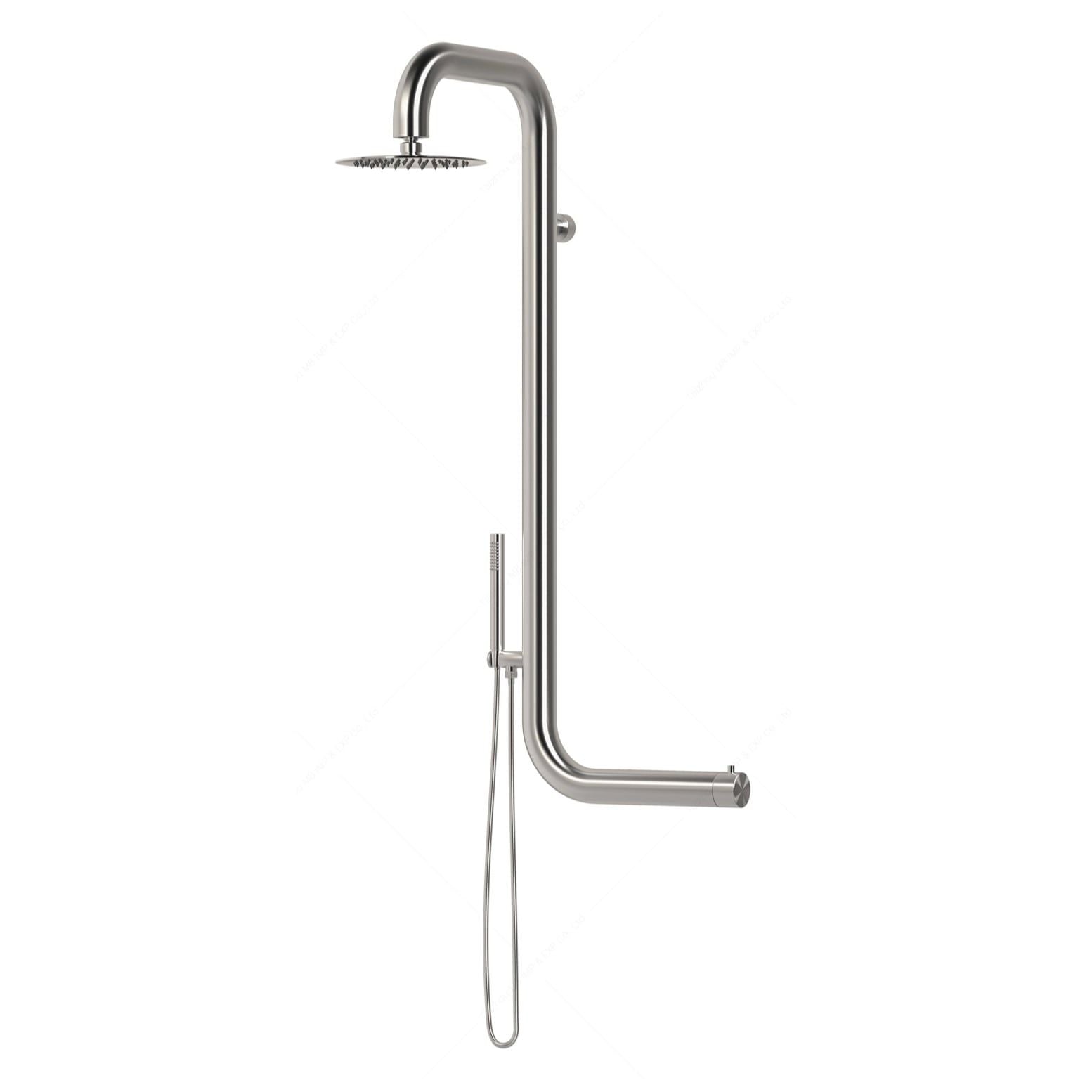  Sen cây ngoài trời gắn tường bát sen ∅200mm có vòi sen cầm tay bằng stainless steel 316L - A1015C-MS 